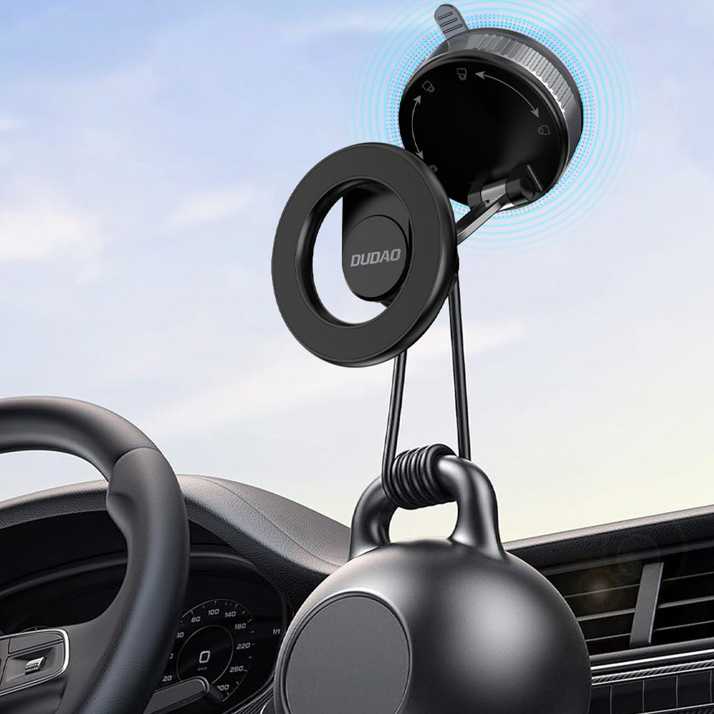 Dudao F24X su MagSafe suderinamas automobilinis laikiklis su siurbtuku, juodas