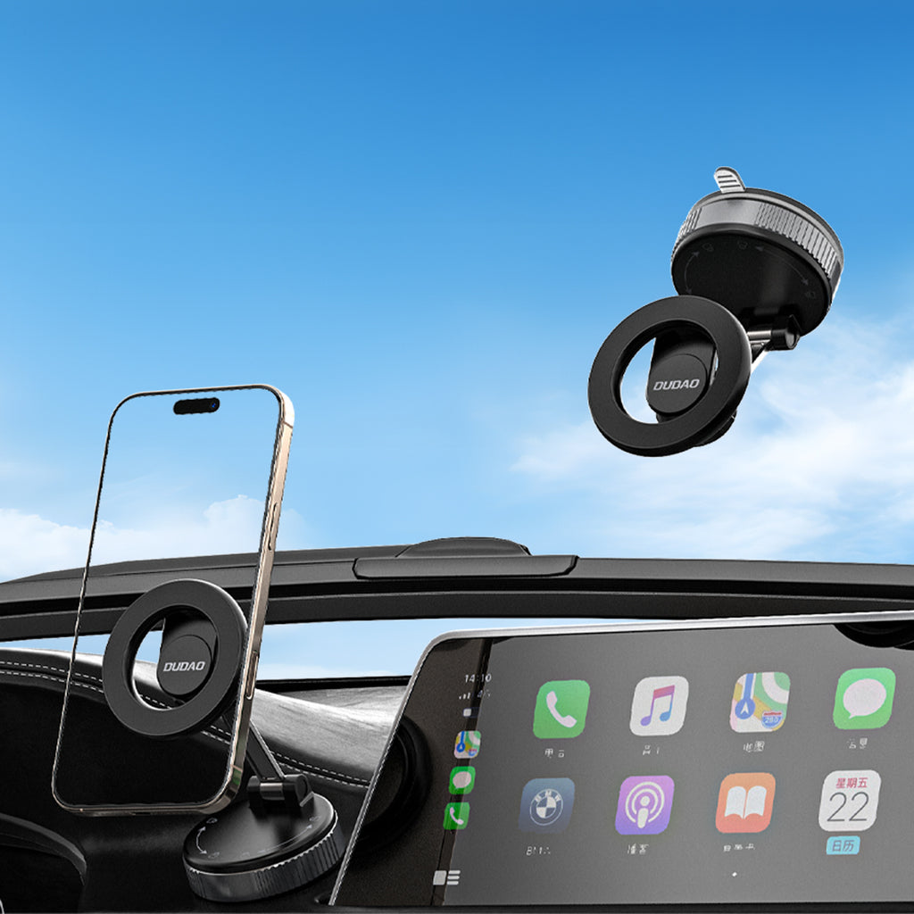Dudao F24X su MagSafe suderinamas automobilinis laikiklis su siurbtuku, juodas