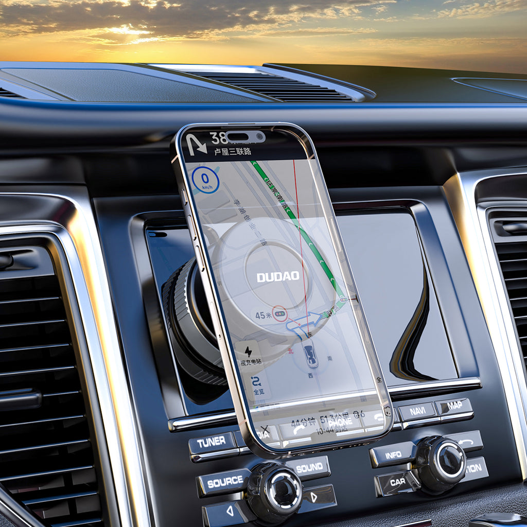 Dudao F24PRO su MagSafe suderinamas automobilinis laikiklis su siurbtuku priekiniam stiklui arba prietaisų skydeliui, juodas