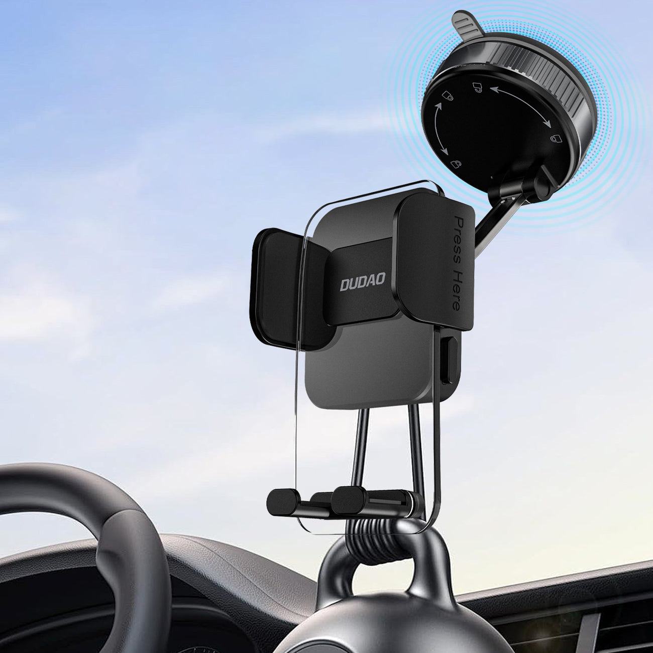 Dudao F24PLUS automobilinis laikiklis su siurbtuku prietaisų skydeliui, juodas