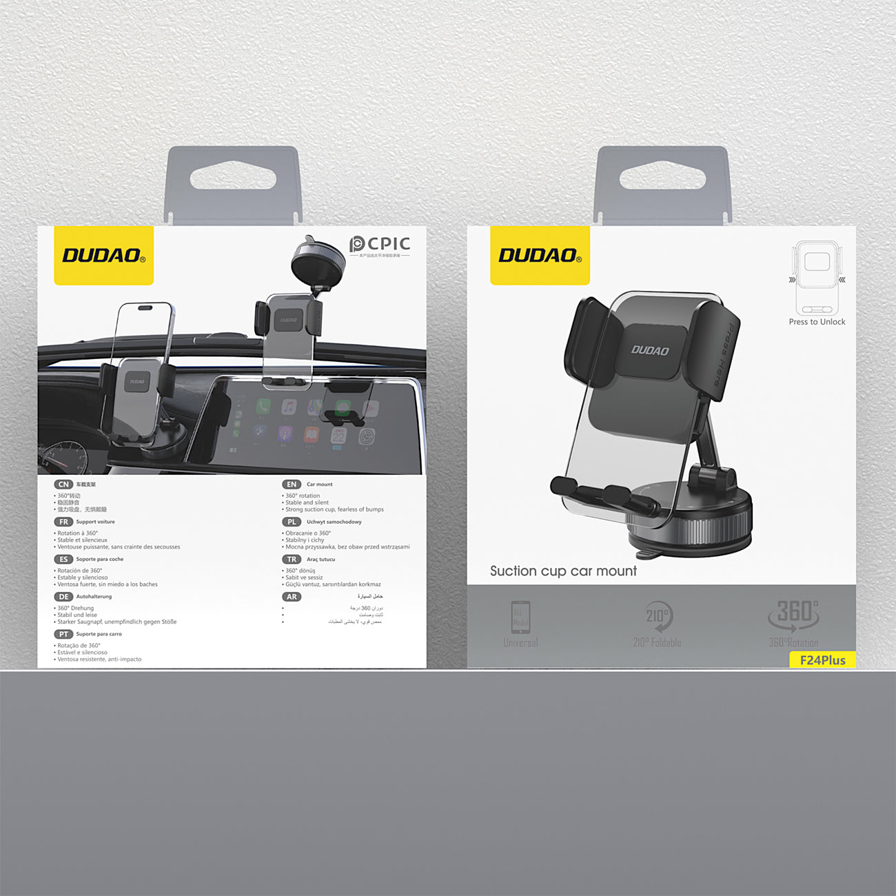 Dudao F24PLUS automobilinis laikiklis su siurbtuku prietaisų skydeliui, juodas