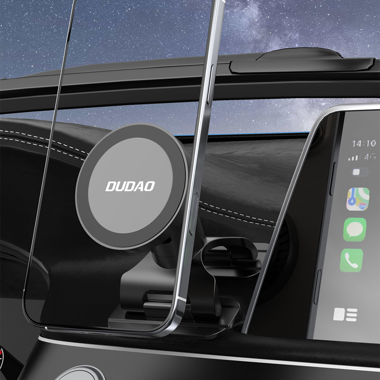 Dudao F25 su MagSafe suderinamas automobilinis laikiklis prietaisų skydeliui arba priekiniam stiklui, juodas