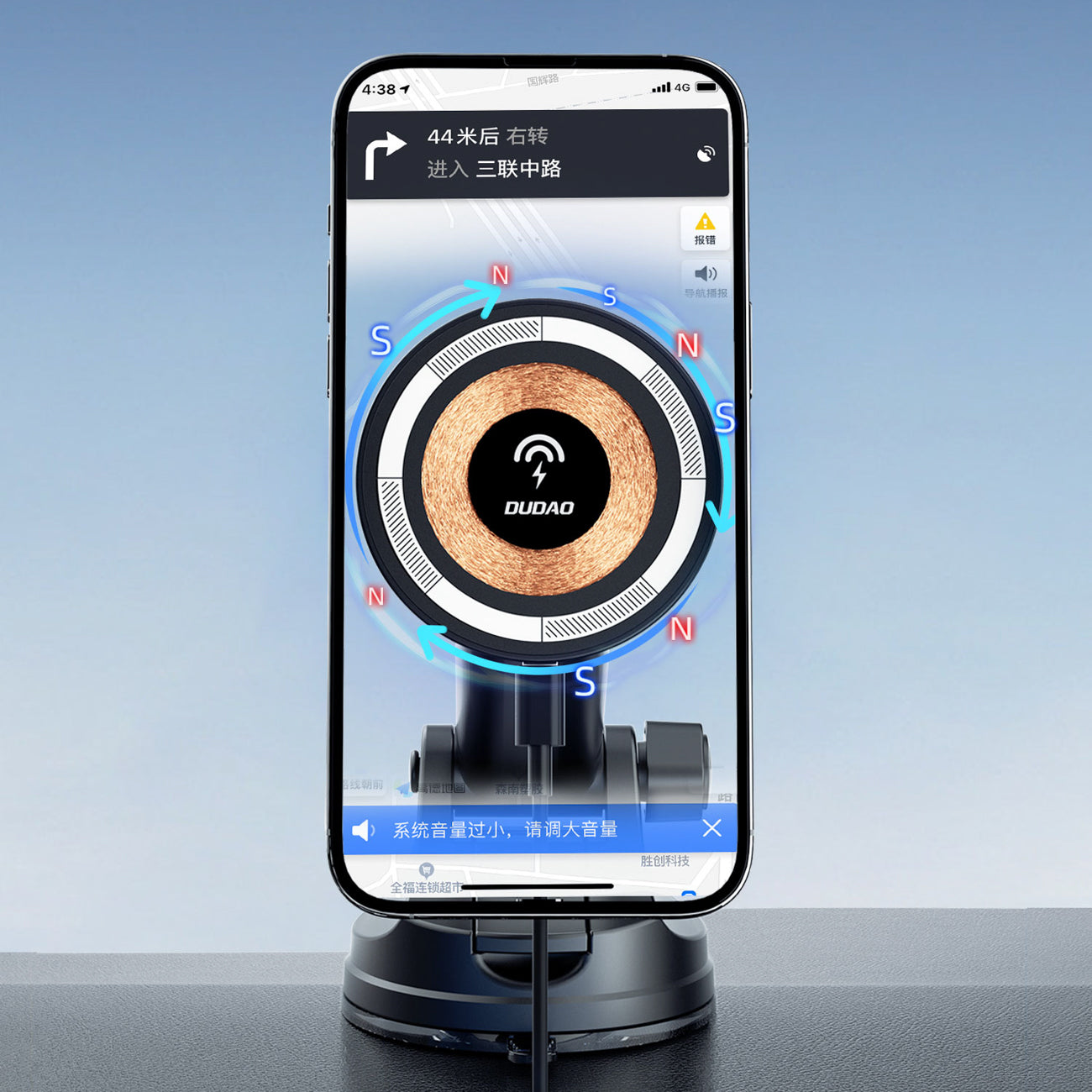 Automobilinis laikiklis Dudao F12MAX+ su 15W belaidžiu įkrovikliu, suderinamas su Magsafe - juodas
