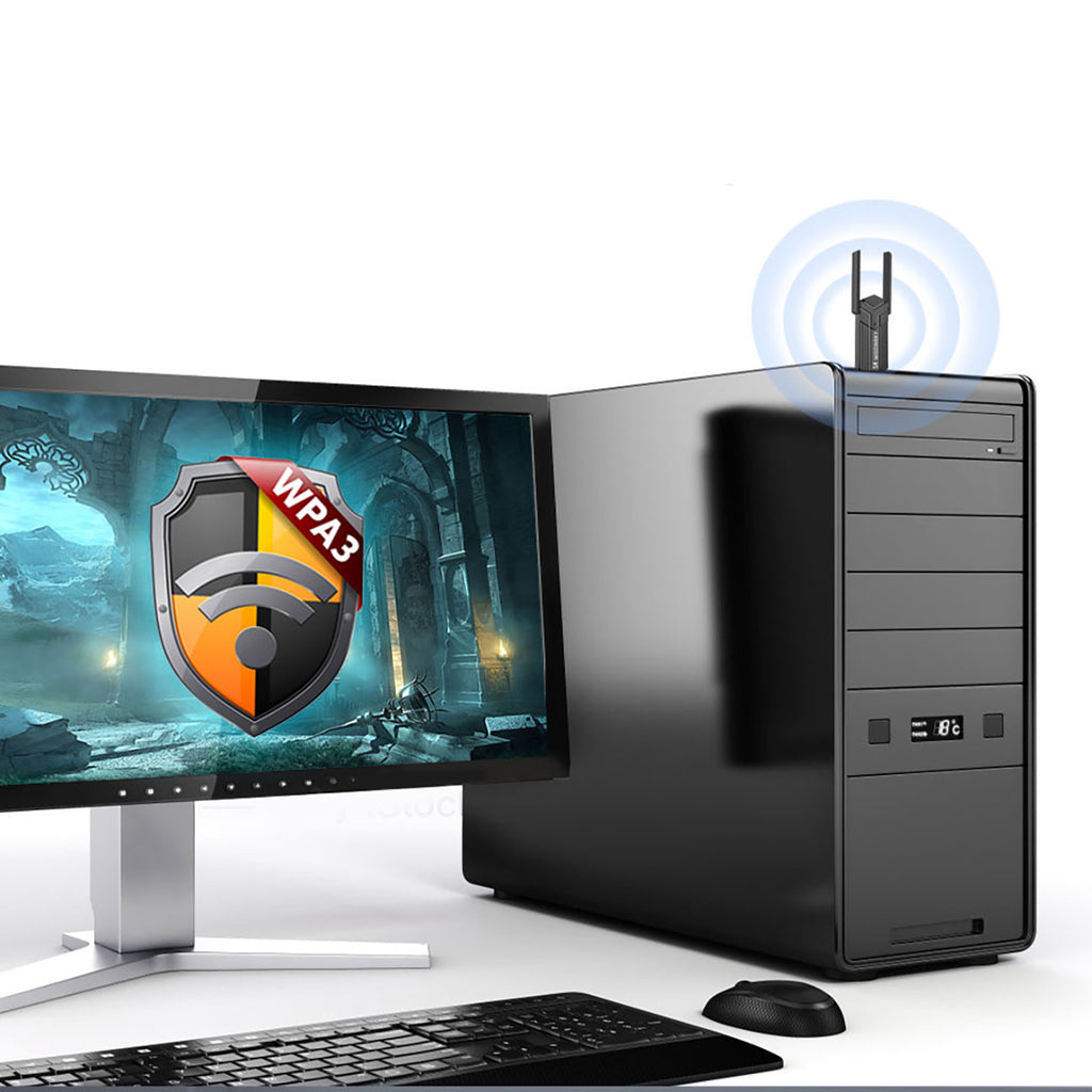 Wozinsky WAX-1800 dvibendės belaidės USB 3.0 WiFi 6 adapteris - juodas -- Network Adapters