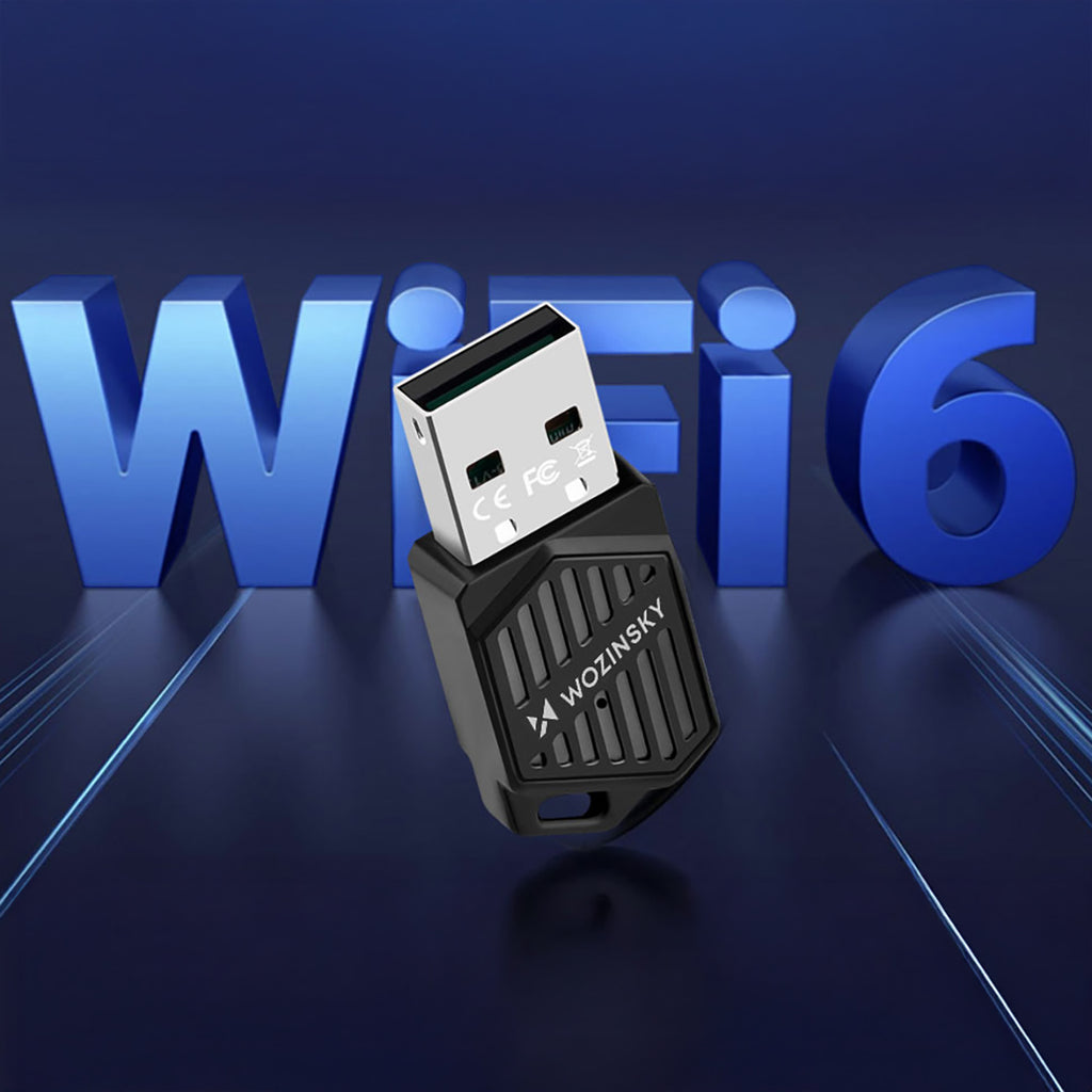 Wozinsky WAX-900 Dvigubos juostos USB Wi-Fi 6 adapteris su Bluetooth 5.4 - Juodas -- Network Adapters