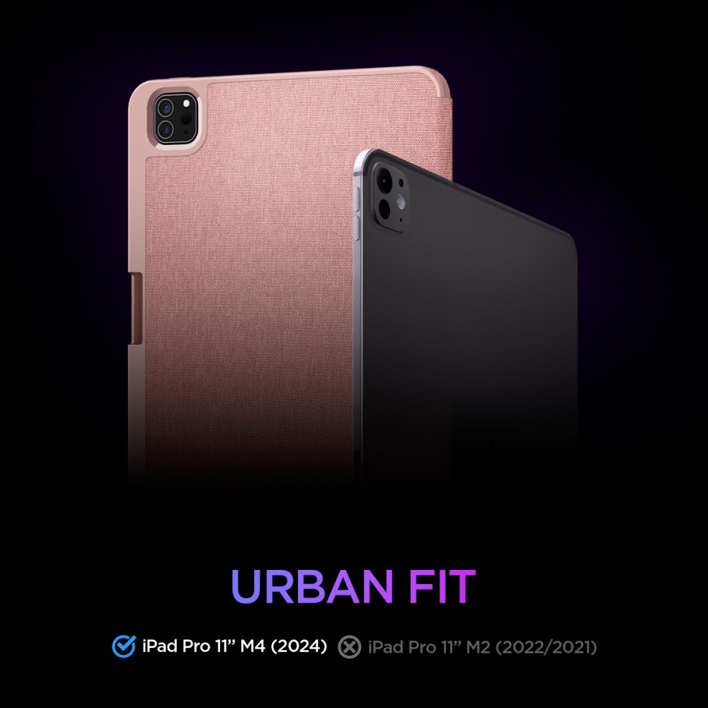 Spigen Urban Fit dėklas, skirtas iPad Pro 11" 5 / 6 / 2024-2025 - rožinė