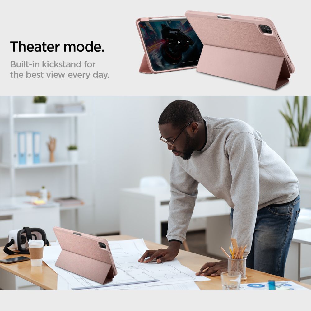 Spigen Urban Fit dėklas, skirtas iPad Pro 11" 5 / 6 / 2024-2025 - rožinė