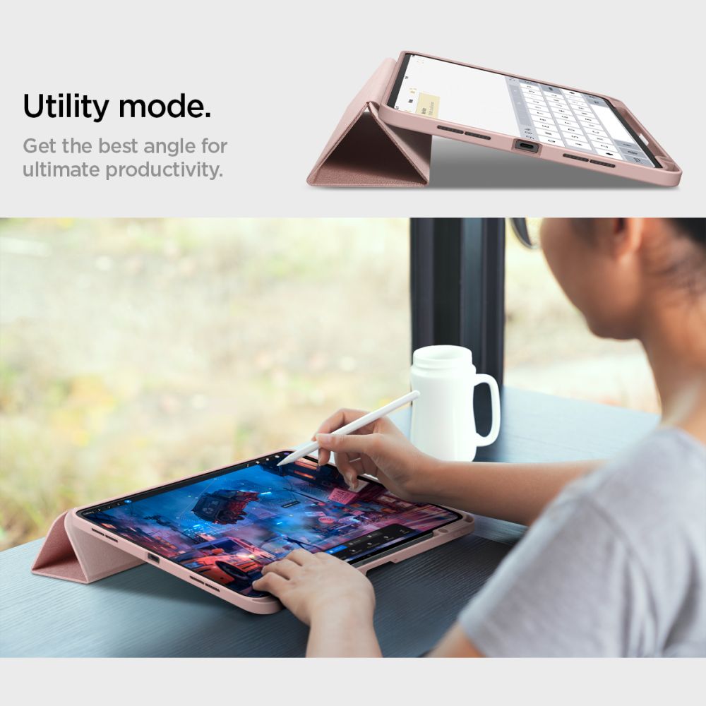 Spigen Urban Fit dėklas, skirtas iPad Pro 11" 5 / 6 / 2024-2025 - rožinė