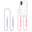 „Tech-Protect Flexair Chain MagSafe“ dėklas, skirtas „iPhone 16“ – skaidrus + 2 dirželiai (rožinė ir pilka) -- iPhone 16