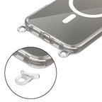 „Tech-Protect Flexair Chain MagSafe“ dėklas, skirtas „iPhone 16“ – skaidrus + 2 dirželiai (rožinė ir pilka) -- iPhone 16