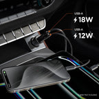 Spigen automobilinis įkroviklis Essential EV302 30W 2 jungčių USB-A - juodas
