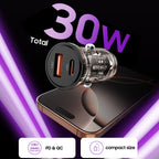 Tech-Protect automobilinis įkroviklis CC01 30W 2 jungčių USB-A / USB-C - juodas -- Cell phone chargers