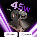 Tech-Protect automobilinis įkroviklis CC01 45W 2 jungčių USB-A / USB-C - juodas -- Cell phone chargers
