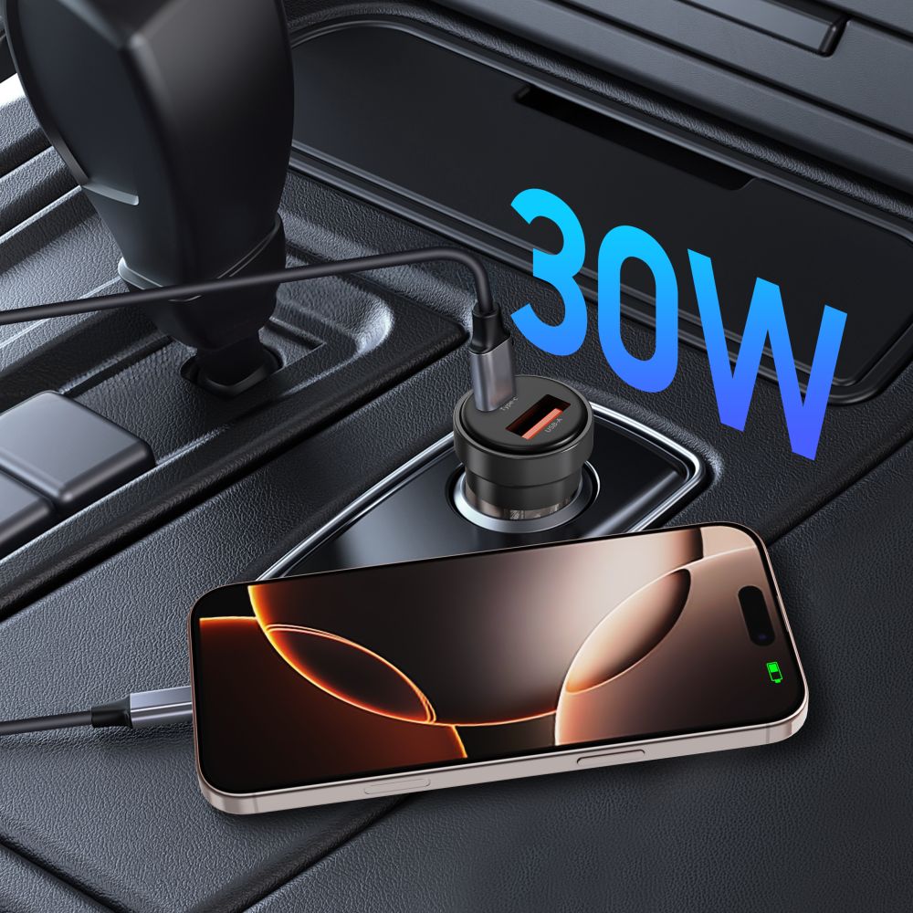Tech-Protect automobilinis įkroviklis CC03 30W 2 jungčių USB-A / USB-C - juodas -- Cell phone chargers
