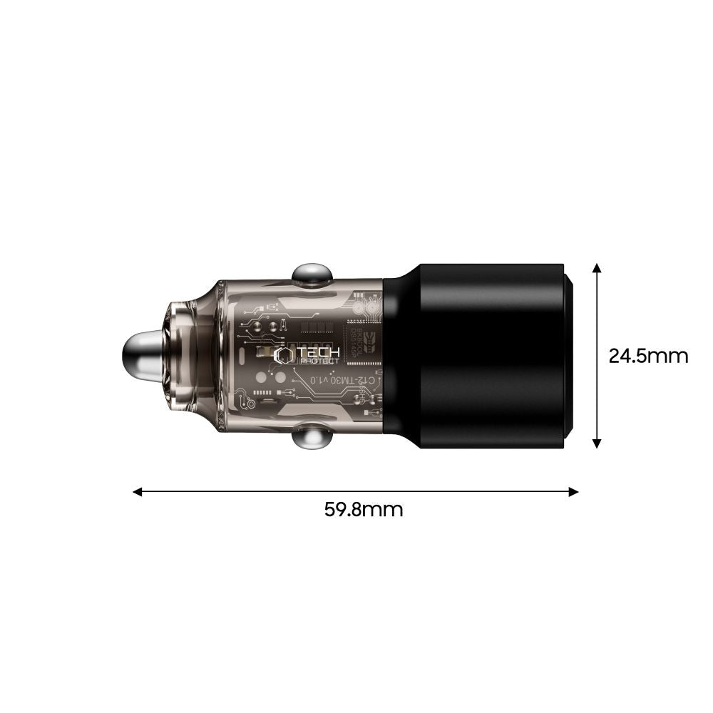 Tech-Protect automobilinis įkroviklis CC03 95W 2 jungčių USB-A / USB-C - juodas -- Cell phone chargers