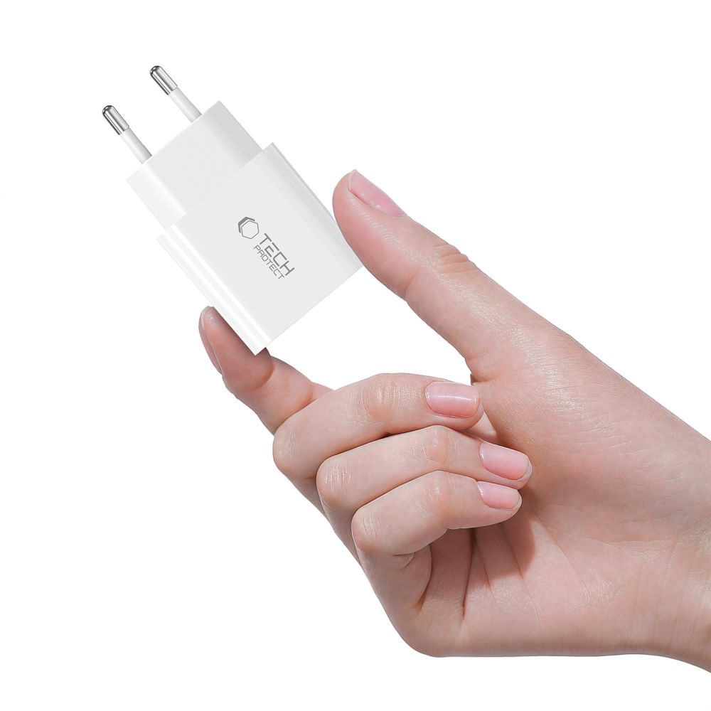 Tech-Protect sieninis įkroviklis NC20W su 100 cm USB-C / Lightning laidu - baltas -- Cell phone chargers