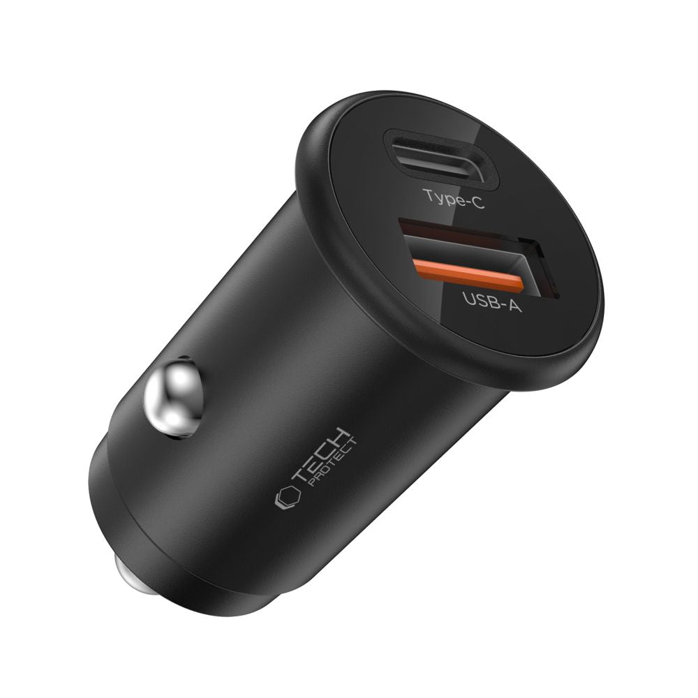 Tech-Protect automobilinis įkroviklis CC02 35W 2 jungčių USB-C / USB-A - juodas -- Cell phone chargers
