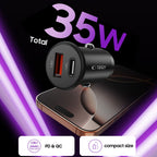 Tech-Protect automobilinis įkroviklis CC02 35W 2 jungčių USB-C / USB-A - juodas -- Cell phone chargers