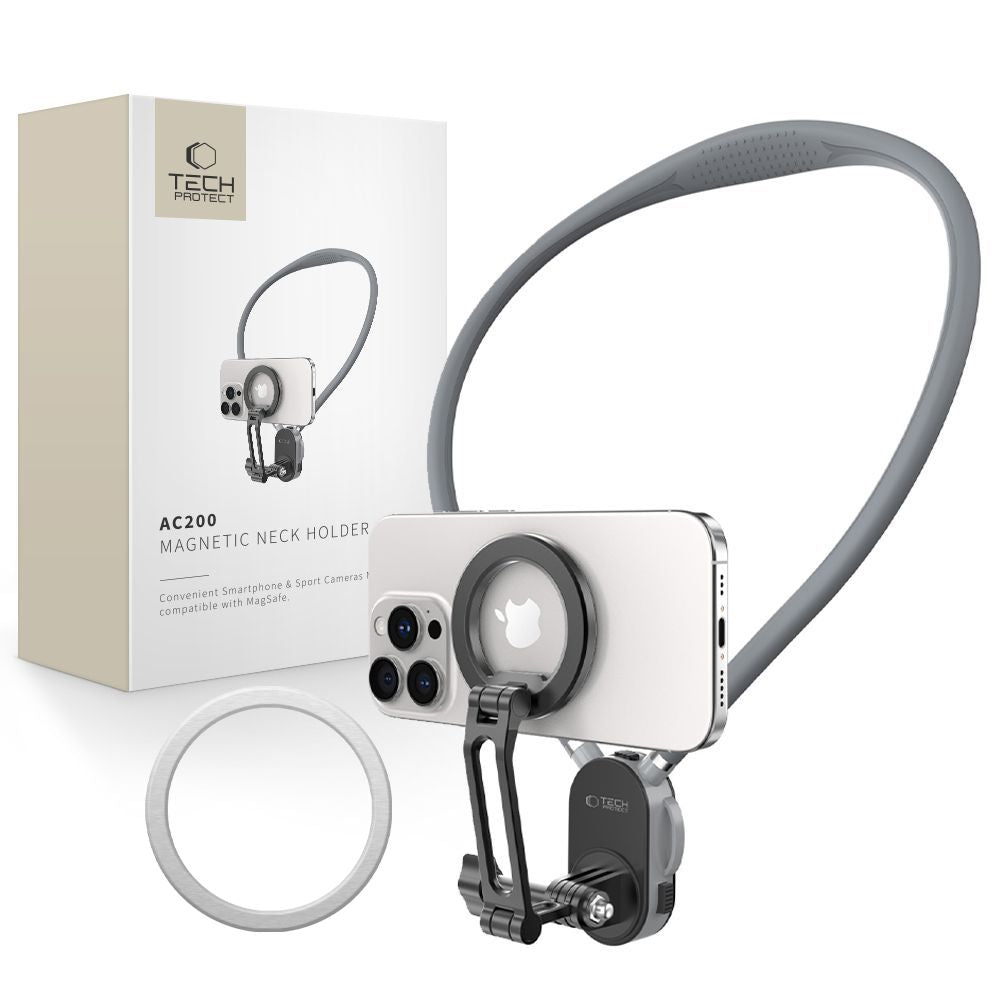 Tech-Protect AC200 magnetinis MagSafe laikiklis telefonui, GoPro, DJI - pilkas Pirmasis paveikslėlis