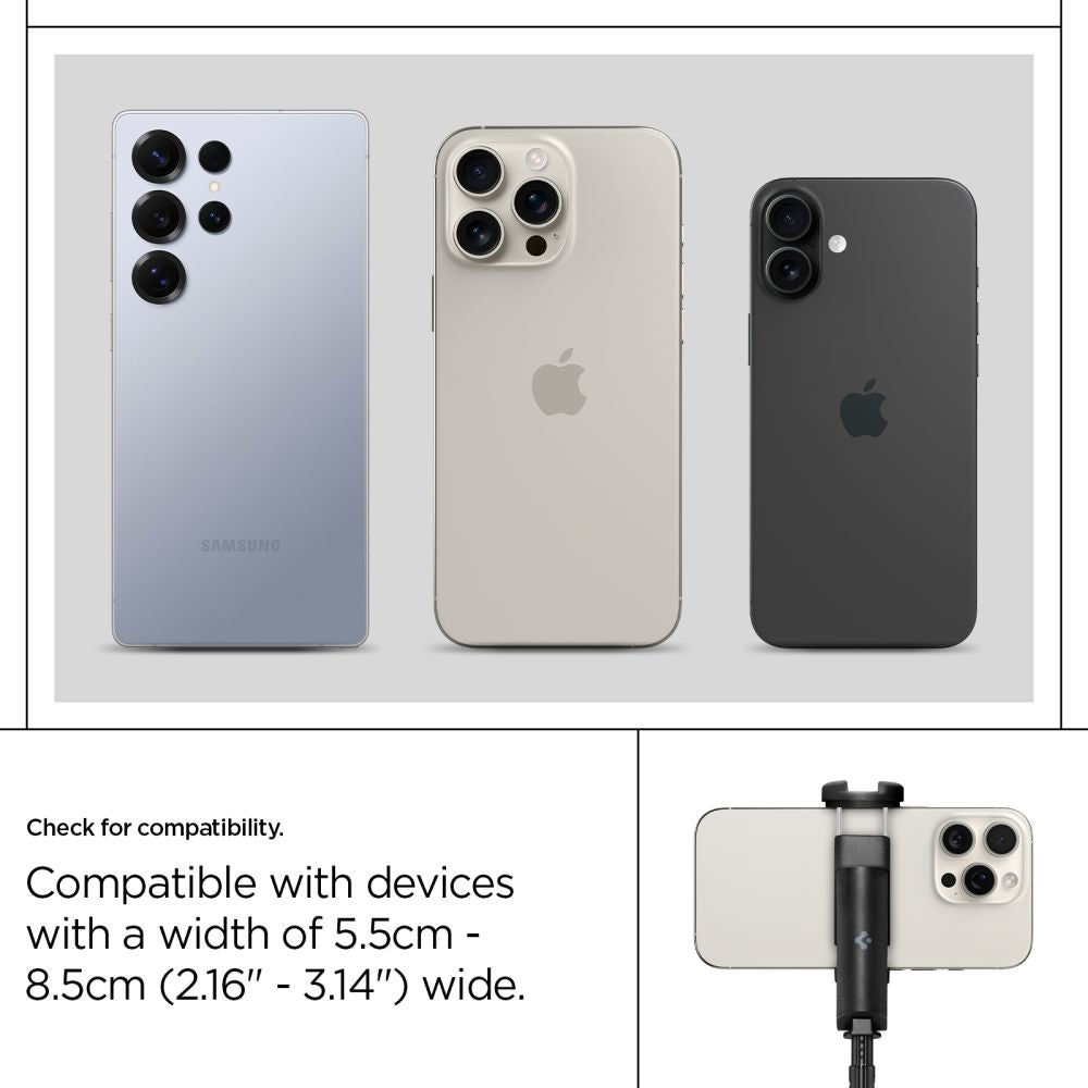 Spigen S541W Bluetooth Selfie Lazdelė – Juoda -- Selfie Sticks & Tripods