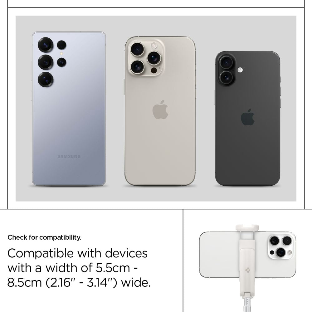 Spigen S541W Bluetooth Selfie Lazdelė – Balta -- Selfie Sticks & Tripods