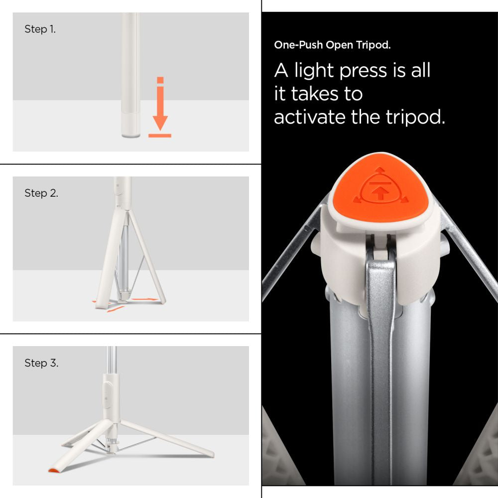 Spigen S541W Bluetooth Selfie Lazdelė – Balta -- Selfie Sticks & Tripods