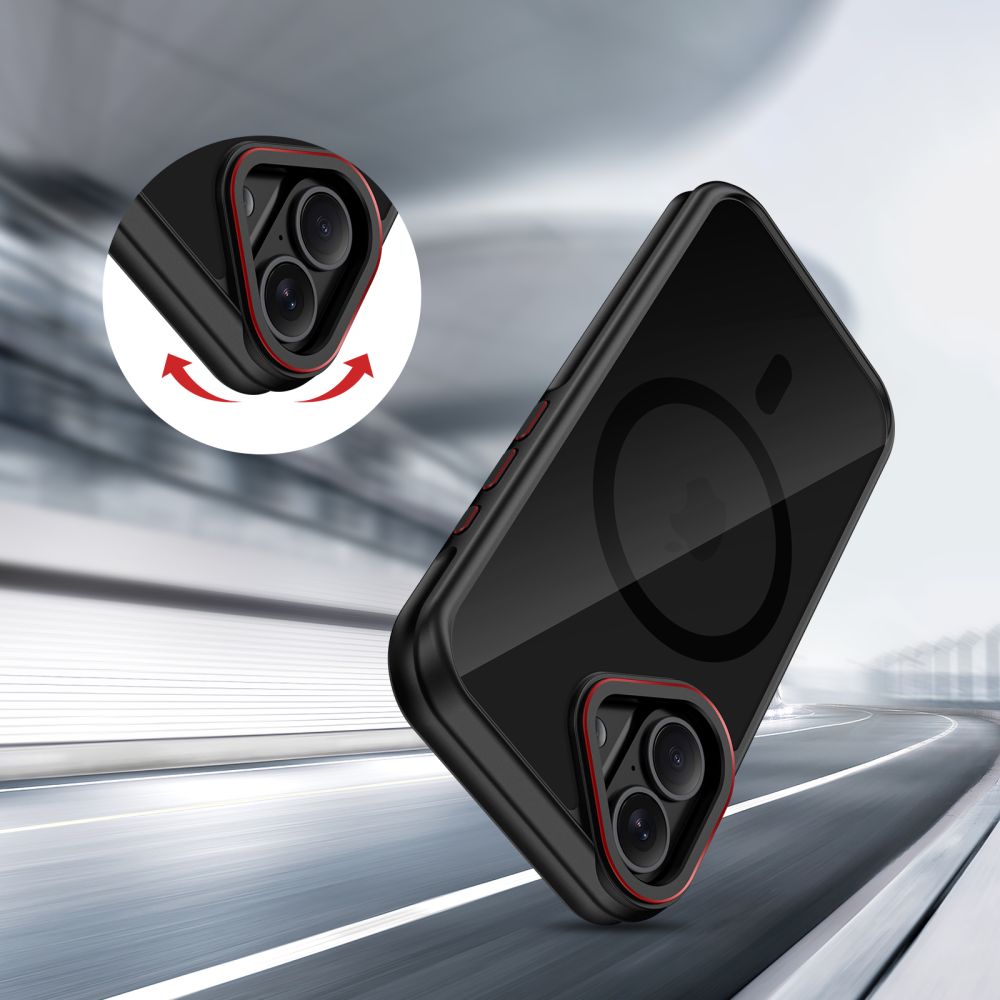 Tech-Protect MagHybrid MagSafe dėklas iPhone 17 – juodas/raudonas -- iPhone 17