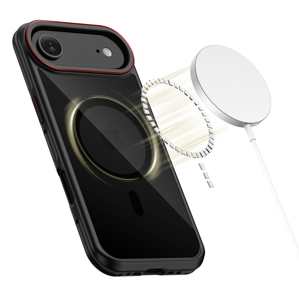 Tech-Protect MagHybrid MagSafe dėklas iPhone Air – juodas/raudonas -- iPhone 17 Air