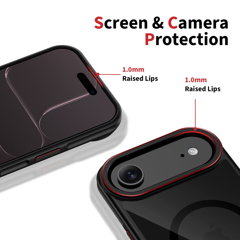 Tech-Protect MagHybrid MagSafe dėklas iPhone Air – juodas/raudonas -- iPhone 17 Air