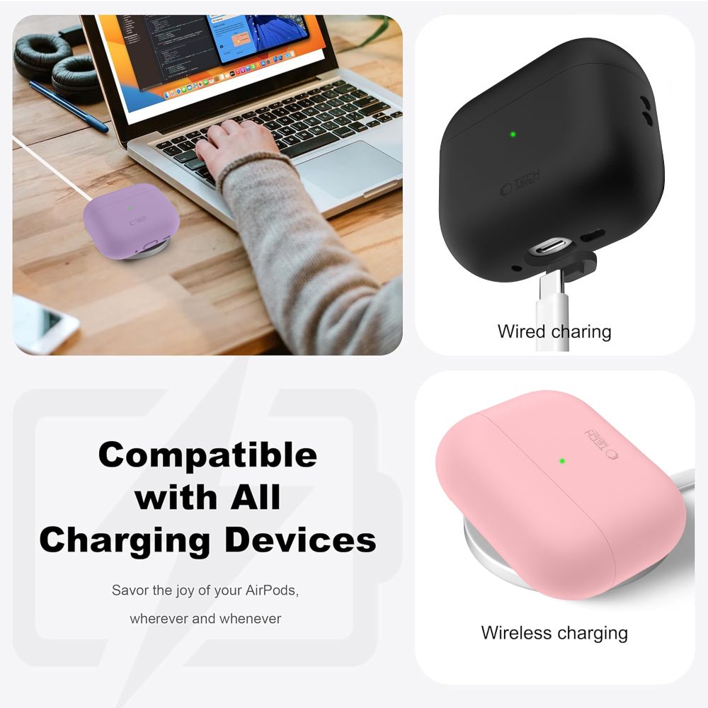 Tech-Protect silikoninis dėklas AirPods Pro 3 – smėlinis -- AirPods Pro 3