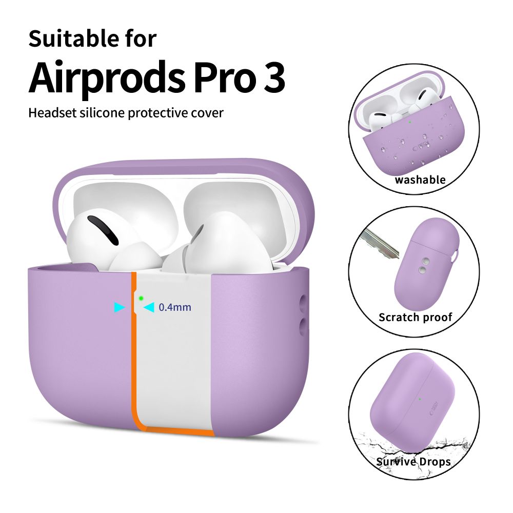 Tech-Protect silikoninis dėklas AirPods Pro 3 – violetinis -- AirPods Pro 3