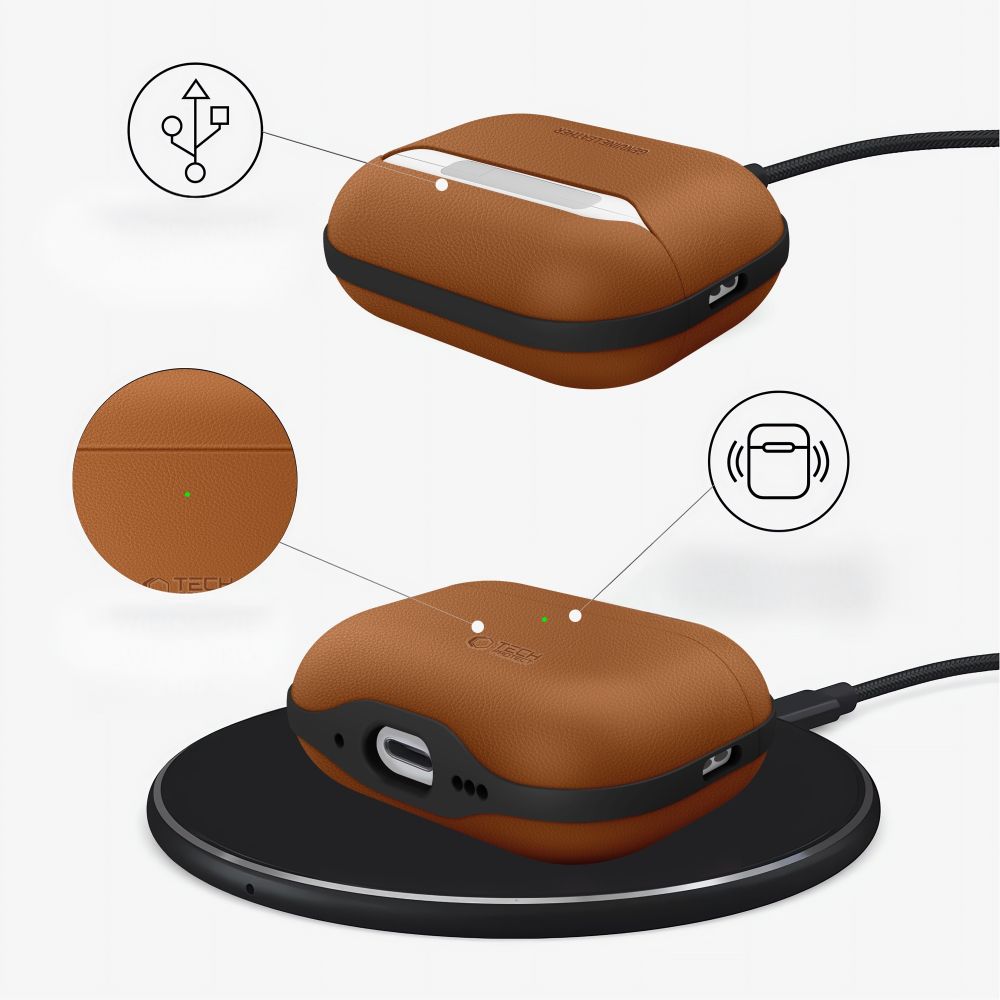 Tech-Protect NaturalFit odinis dėklas AirPods Pro 3 – rudas -- AirPods Pro 3