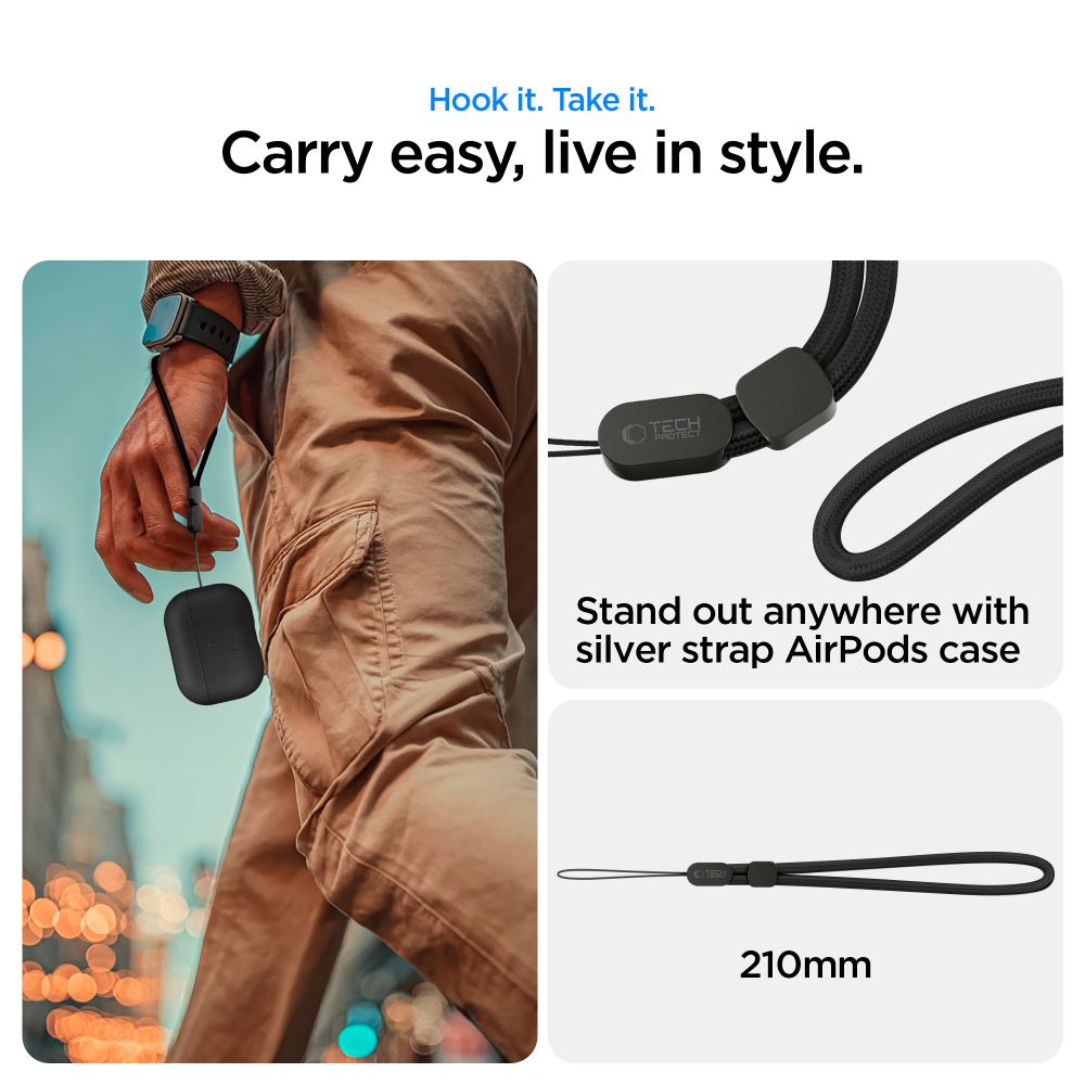 Tech-Protect NaturalFit odinis dėklas AirPods Pro 3 – juodas -- AirPods Pro 3
