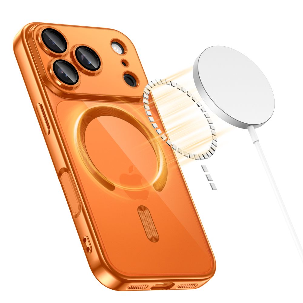 Tech-Protect MagSafe dėklas iPhone 17 Pro – skaidrus oranžinis -- iPhone 17 Pro