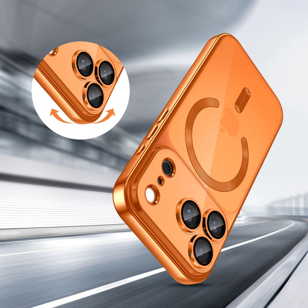 Tech-Protect MagSafe dėklas iPhone 17 Pro – skaidrus oranžinis -- iPhone 17 Pro