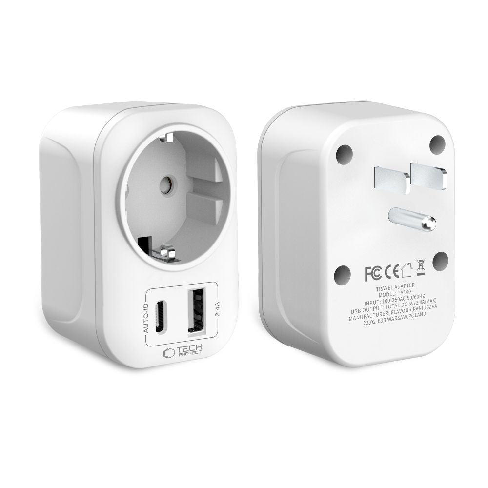 Tech-Protect TA100 US adapteris - baltas -- USB Adapters