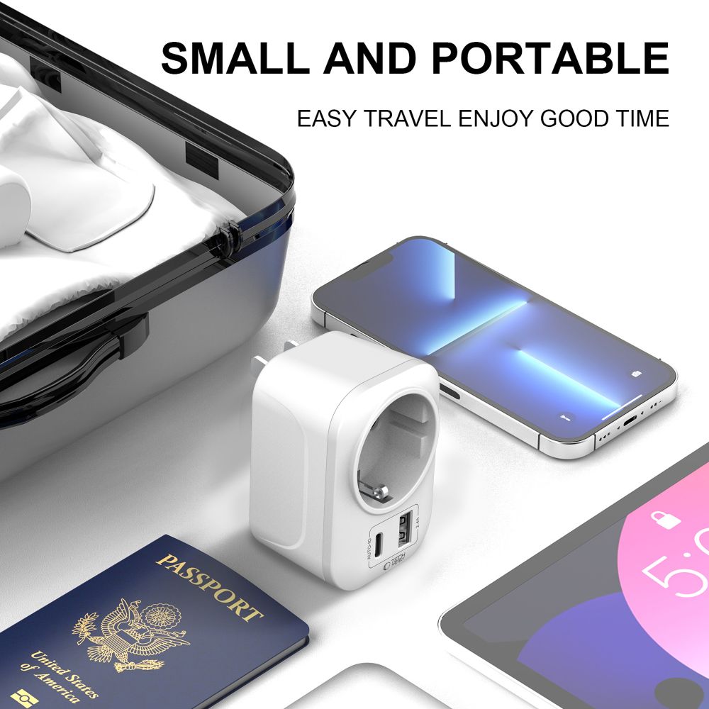 Tech-Protect TA100 US adapteris - baltas -- USB Adapters