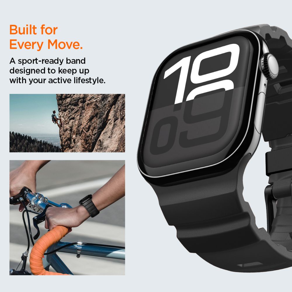 Spigen WBS2 dirželis, skirtas Apple Watch 44/45/46/49 mm – juodas