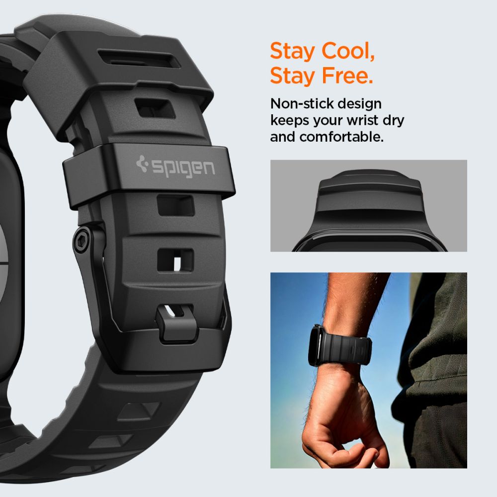 Spigen WBS2 dirželis, skirtas Apple Watch 44/45/46/49 mm – juodas