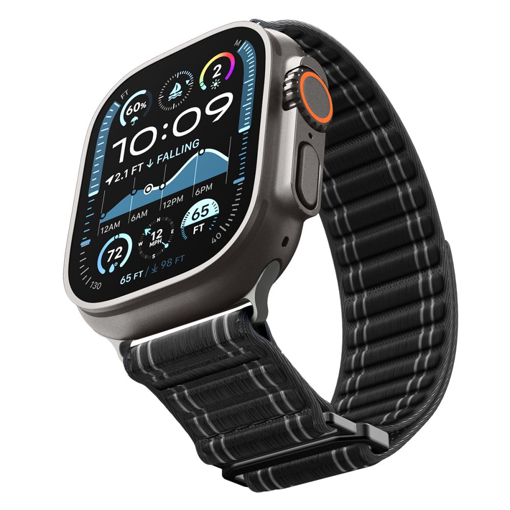 Spigen WBF0 dirželis, skirtas Apple Watch 44/45/46/49 mm – juodas