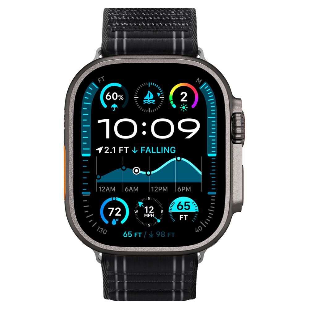 Spigen WBF0 dirželis, skirtas Apple Watch 44/45/46/49 mm – juodas