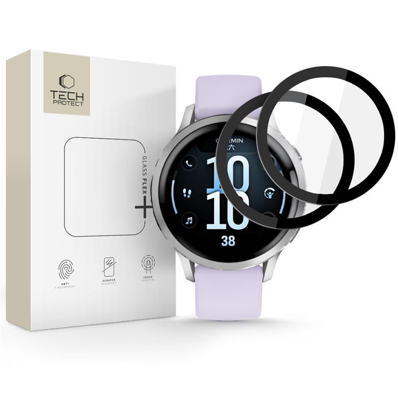 Tech-Protect Glass Flex+ stiklas Garmin Venu 4 41mm – juodas, 2 vnt. -- Garmin Venu 4 41 mm