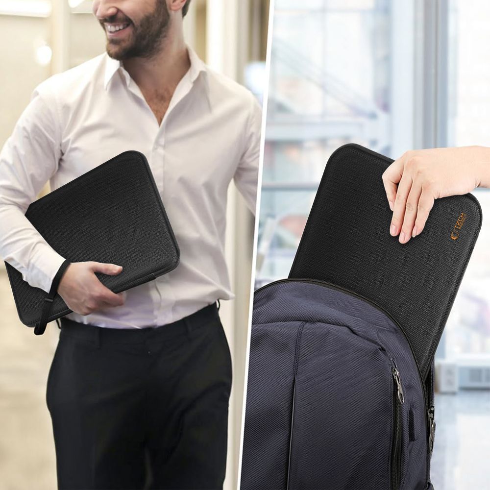 Tech-Protect Hardpouch dėklas 15–16" – juoda/oranžinė -- Others