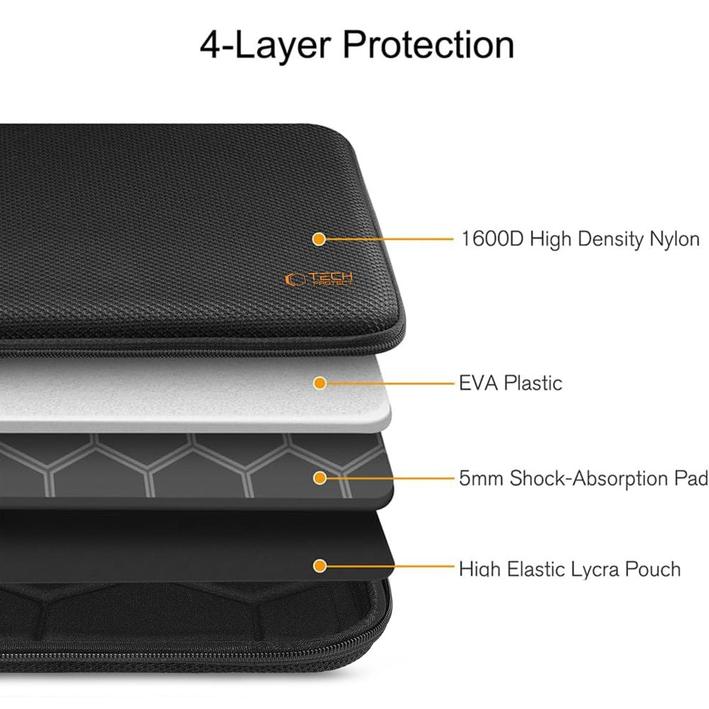 Tech-Protect Hardpouch dėklas 15–16" – juoda/oranžinė -- Others