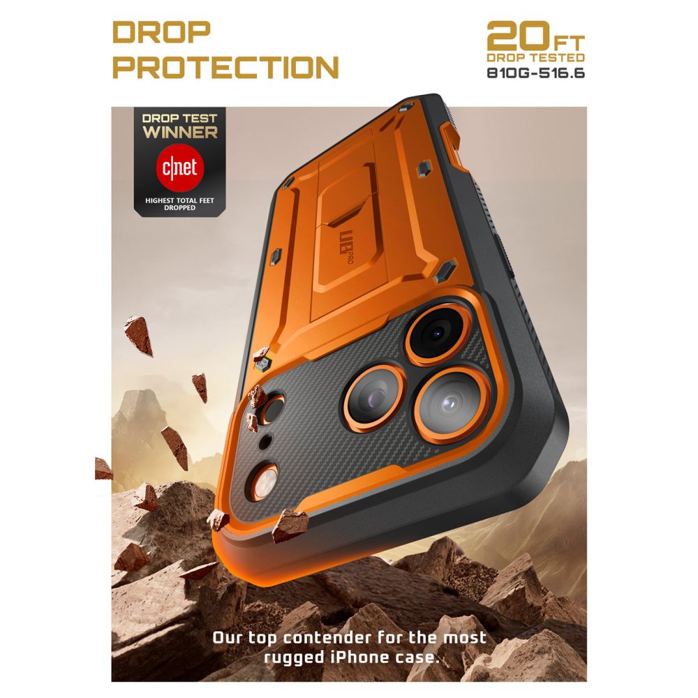 Supcase Unicorn Beetle Pro dėklas iPhone 17 Pro Max – oranžinis