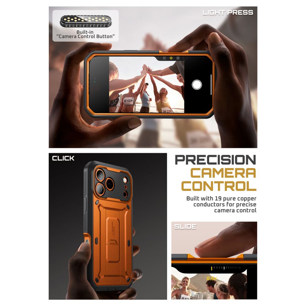 Supcase Unicorn Beetle Pro dėklas iPhone 17 Pro Max – oranžinis