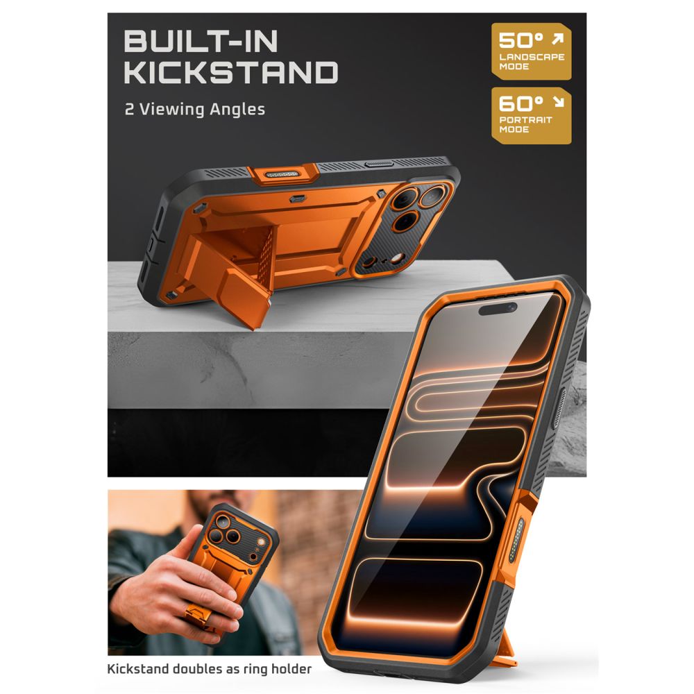 Supcase Unicorn Beetle Pro dėklas iPhone 17 Pro Max – oranžinis