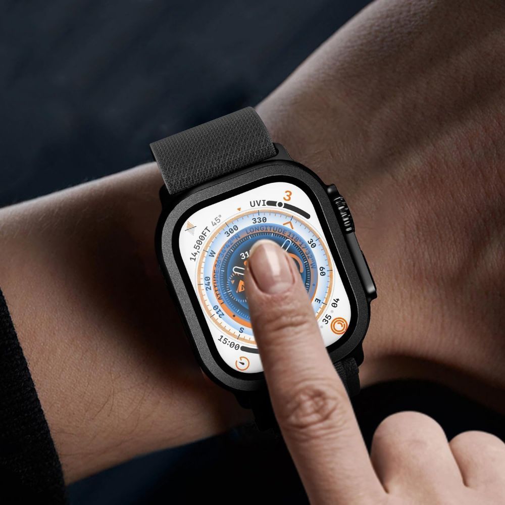 Tech-Protect grūdintas stiklas Apple Watch Ultra 49mm (2 vnt.) – oranžinis -- Apple Watch Ultra 1 (49 mm)