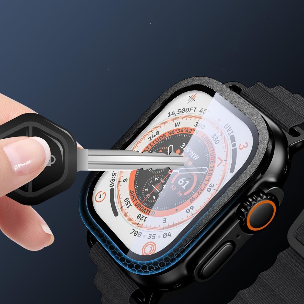 Tech-Protect grūdintas stiklas Apple Watch Ultra 49mm (2 vnt.) – oranžinis -- Apple Watch Ultra 1 (49 mm)
