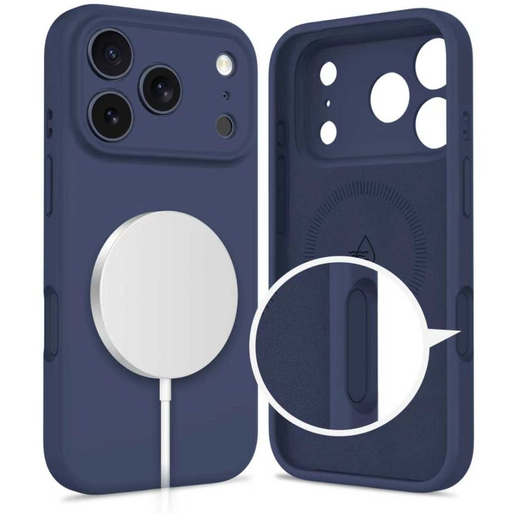 Tech-Protect silikoninis MagSafe dėklas iPhone 17 Pro Max – tamsiai mėlynas -- iPhone 17 Pro Max